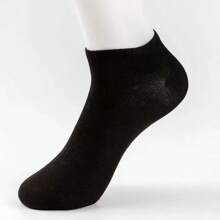 10/20 Pairs Black Solid Color Casual Ankle Socks, Unisex, Comfortable & Minimalist, All Season