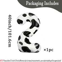 40-Inch Cow Print Balloons, Cow Theme Number Balloons For Birthday Party, Farm And Barn Decorations - Cow Numbers - View 13
