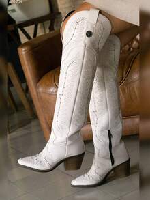 Women Over-The-Knee Boots - Latte - View 2