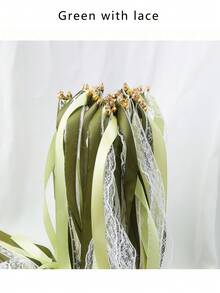 10pcs Ribbon Wands, Lace Ribbon Wedding Wands, Magic Wands Decor For Lawn, Wedding Decorations - Multicolor - View 5