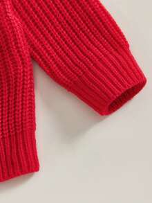 Suéter navideño para niñas pequeñas, informal, con lazo y bordado de árbol de Navidad, jersey de punto para bebés, ropa cálida - Rojo - Ver 6
