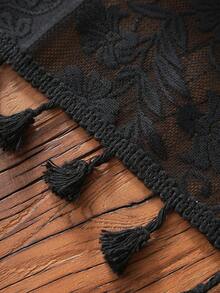 1 pieza Camino de mesa con borlas de campanilla, elegante camino de mesa estilo granja con flecos, adecuado para fiesta de cumpleaños, boda, decoración del hogar, sala de estar, comedor, cocina, dormitorio