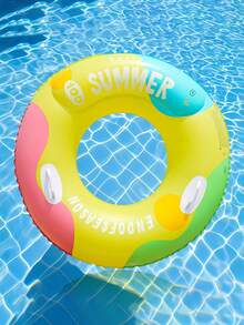 1pc Adult Inflatable Swimming Ring With Handles, Double Air Chambers Backrest, Outdoor Water Floating Armpit Circle