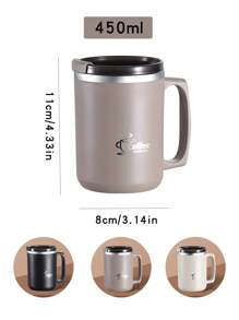1 pezzo tazza in acciaio inossidabile con coperchio, tazza da caffè da 450ml a doppia parete, tazza da viaggio termica con coperchio scorrevole anti-fuoriuscite, nero/grigio/bianco