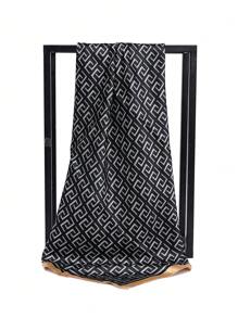 1pc Letter Print Imitation Silk Scarf, Women Square Scarves 90cm Large Scarf, Fashion Shawl, Street Wear Headband, Neck Wrap