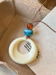 1 pieza Collar negro vintage con colgante circular largo, apropiado para uso diario de mujeres - Collar largo geométrico negro - Ver 13