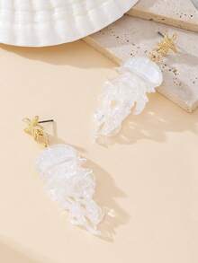 1 对渐变色海星和水母亚克力耳环，时尚甜美百搭海洋主题耳环，适合作为情人节、妈妈、母亲节的礼物 - 1對水母耳環 - 查看 4