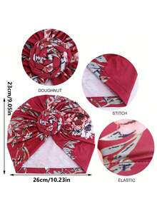 1件装女士编织弹力帽，头巾帽，头饰，柔软针织帽，适合日常佩戴，可作睡帽。 - 印花款 - 查看 6