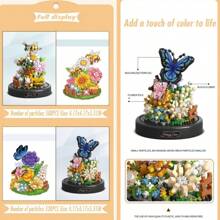 Bouquet immortel fait main Blocs de construction papillon/abeille - Jouet DIY créatif à assembler pour la décoration de la maison et du bureau, cadeaux de Noël et d'Halloween (Certaines pièces sont envoyées de manière aléatoire)