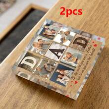 1pc Customized Acrylic Photo Frame, Personalized Dad Name Plate, Can Hold Photos, Father's Day Gift, Dad's Birthday Gift, Dad's Exclusive Customized Photo Plaque, Acrylic Desktop Decor, Kids' Gift For Dad, Dad's Office Decoration, Housewarming Living Room Decor, Home Gift. Multi-Functional, Decorative, Reusable, Exquisite & Fashionable, High Quality, Vibrant Colors, Modern Minimalist, Customizable, Personalized, Unique, Ideal Gift For Him