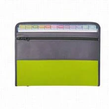 1 Stück A4 Reißverschluss-Faltmappe, 13-Fach Mehrebenen Dokumentenorganizer Aktenmappe für Büro