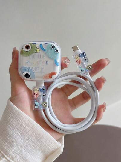 3pcs Charger Protector Case With Animal Shaped Design, Compatible With 20W Apple Fast Charger, UK Plug Cable Protector, Charger Accessories, Phone Accessories