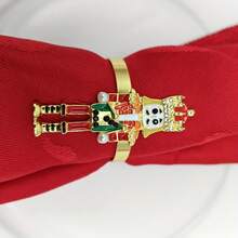 Inel de șervețel cu model de spărgător de nuci european importat, suport decorativ pentru șervețele electrolizat, model Soldier Guard, pentru hotel, aranjarea mesei în restaurant - Aur - Vizualizare 1