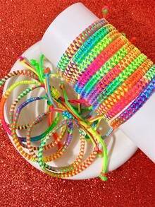 1/5/10/20 件彩虹手工编织可调节友谊手链，渐变色，适合男朋友和女朋友，多件装，适合日常佩戴和分享 - 彩色 - 查看 6