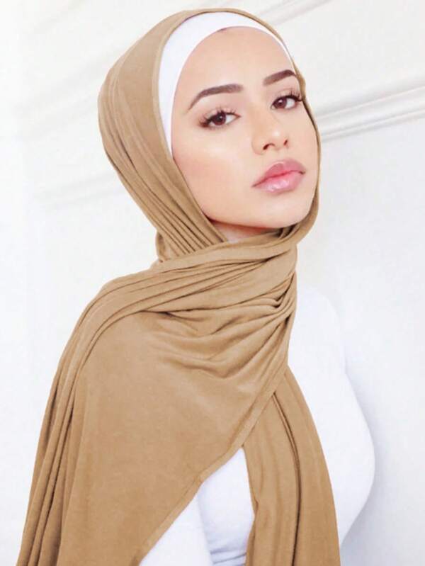 1pc Women's New Plus Size Hijab Scarf, Solid Color Casual Soft Wrap