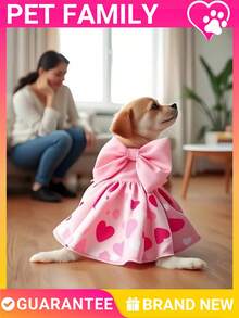 Vestido de perro con corazón rosa, regalo de San Valentín | Lazo no desmontable, cinta cómoda | Adorable vestido de cachorro para fiesta, XS-XXL - Ver 6