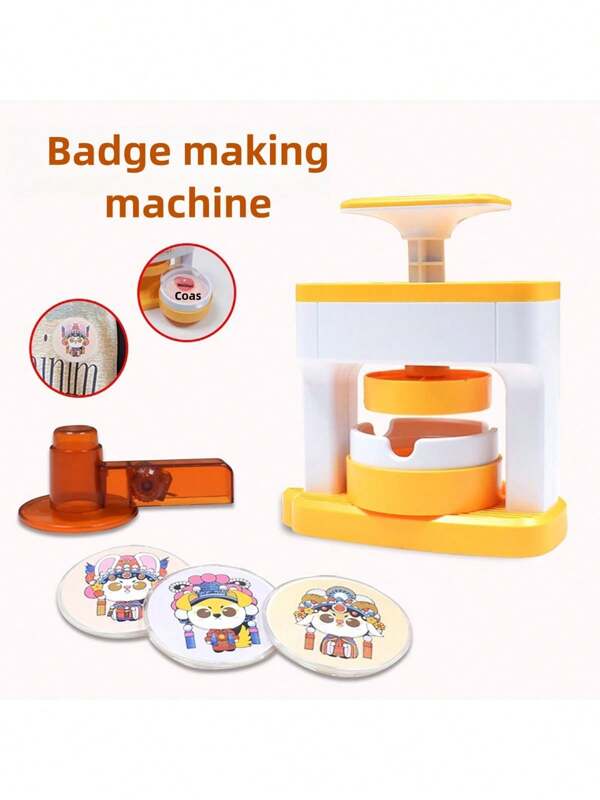 Badge Maker 1 Set DIY Round Button Maker With 48 Patterns And 48 Button Parts Cute Press Pin Maker Machine Gift (Some Color Patterns Are Random)