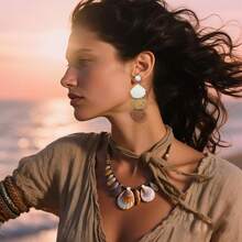 Raffia Dangle Earrings Women - Boho Statement Rattan Drop Jewelry With Design, Lightweight Summer Beach Accessories - Brown Ombre - View 4