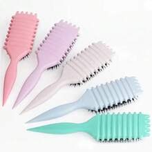 6 色卷发梳，带叉子的卷发造型梳，塑造和定义卷发，适合女性和男性，减少拉扯和卷发分离，由 Candybrush 设计