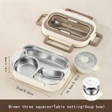 1pc 304 Stainless Steel Bento Lunch Box, Microwave Friendly, Leak-Proof, Thermal, Meal Prep Container With Dividers And Utensils, Portable Work Lunch Box, Food Storage,School Supplies - 304 Stainless Steel Compartment Lunch Box (with Cutlery) - View 15