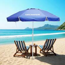 6.5ft Beach Umbrella - Heavy Duty Wind Resistant UV 50+ Portable Sun Shade With Sand Anchor & Carry Bag, Outdoor Folding Umbrella For Beach, Pool, Patio, Garden (Blue Stripe) - 深藍色 - 查看 4