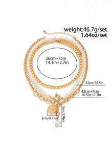 3-teiliges Set aus modischen Münz-Göttin-Anhängern, Herz-Anhänger-Kette, minimalistischer mehrlagiger Perlenchoker-Kette, geeignet für Party, Geschenk, Alltag