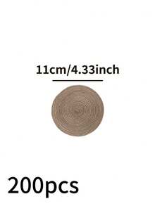 1/4/6/12pcs Bohemian Style Woven Placemats, Round Solid Color Tableware Coasters For Kitchen, Dining Table Decor, Suitable For Holiday Parties, Birthdays, Rustic Country Outdoor Home Decor, All Seasons - Brown - View 26