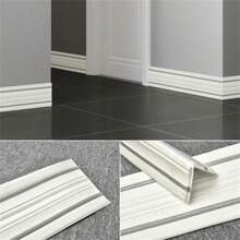 1pc 2.3mx14cm Self-Adhesive Flexible Foam Molded Decoration Foam Wall Edge Strip , Peel And Stick Baseboard Molded Decoration, 3D Decorative Wall Line Floor Wallpaper Borde