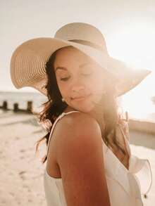 Customized Soft Edge Beach Hat - Single Travel Hat - Honeymoon Beach Hat - Personalized Sun Hat - Bridal Gift - Bridal Hat, Hat Size: One Size Fits Most, Crown: 3.5 Inches, Brim: 5 Inches, Wedding Element Straw Hat, Suitable For Beach Club Singles Party, Back To School Season, Summer Vacation