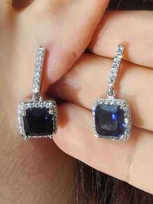 MOONSO 1 Pair Fashionable & Glamorous Pink Crystal Stud Earrings, Versatile For Formal Events, Party, Gift For Women