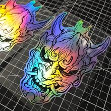 1 件般若波罗蜜多佛教面具汽车贴纸，防紫外线激光贴纸，恶魔全息材料贴纸，日本 JDM 风格适用于电动汽车、摩托车、车窗玻璃，防水装饰贴纸 - 均碼 - 查看 8