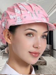 1pc Floral Printed Polyester Hair Band, Soft, Sweat-Absorbent, Dustproof, Adjustable, Breathable, , Washable, Oil-Resistant, Non-Pilling, Well-Crafted, Suitable For Restaurant, Kitchen, Workshop, Travel, Fashion, Work