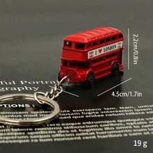 1Pc Vintage London-Style Metal Telephone Booth Mailbox Double Decker Bus Keychain, Best Gift For Friends Perfect Birthday Gift, Holiday Gift, Toy Gift - Multicolor - View 8