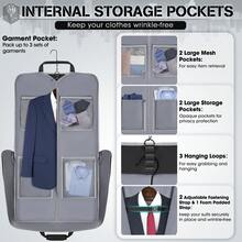 Garment Bags For Travel Carry On Garment Bag For Hanging Clothes, Suit Bag For Business Trips With Shoes Bag & Shoulder Strap, Waterproof Foldable Suit Luggage Bag For Men Women - 黑色 - 查看 4