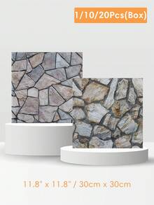 10/20pcs 3D PVC Faux Stone Peel And Stick Wall Panels, Waterproof Wall Stickers, Kitchen Backsplash, Bathroom Waterproof Wall Panels, Marble Style, Farmhouse Walls, Fireplace, Wall Decor - Multicolor - View 1