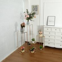 1pc Elegant Golden Flower Stand, Acrylic & Metal Framed Vase Holder For Wedding Centerpieces And Party Decorations, Versatile Display For All Occasions, No Electricity Or Battery Needed - Multicolor - View 3