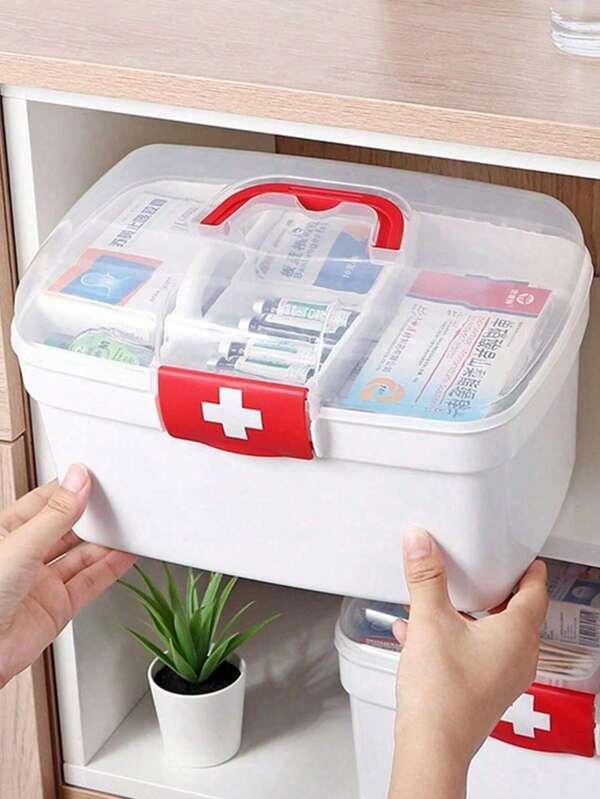 1pc Storage Box, Household & Dormitory Portable Large Capacity Container For Medicine And Supplies, Small First Aid Kit For Home Use