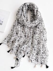 1pc Boho Beach Accessories Flower Printed Scarf For Women, Fashionable Silk Scarf, Spring & Summer, Sun Protection, Beach Towel, Headband, Shawl Accessories Women Winter Fall