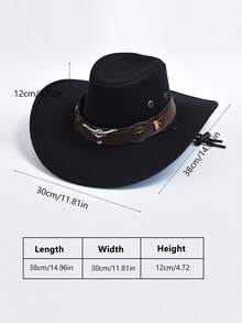 Western Cowboy Hat For Women Men Cow Head Decorate Fedoras Jazz Hat Street Cowboy Hat Cowgirl Hat Halloween - Coffee Brown - View 9