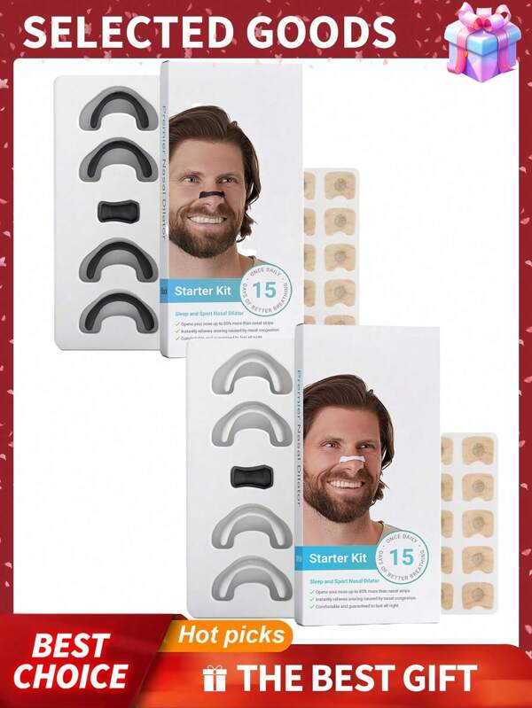 60 pièces Bandes nasales hypoallergéniques, Kit de démarrage de bandes nasales pour respiration, Booster l'oxygène, Réduire les ronflements, Bandes nasales magnétiques