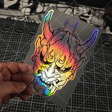 1 件般若波罗蜜多佛教面具汽车贴纸，防紫外线激光贴纸，恶魔全息材料贴纸，日本 JDM 风格适用于电动汽车、摩托车、车窗玻璃，防水装饰贴纸 - 均碼 - 查看 2