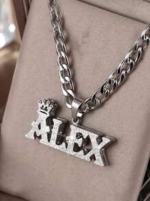 Naszyjnik z podwójnym łańcuszkiem krawężnikowym z imieniem i nazwiskiem - stal nierdzewna 304, złoty kolor, hiphopowy, 3D, błyszczący wisiorek dla mężczyzn, spersonalizowany prezent dla niego, taty, pary (Dzień Ojca, ukończenie szkoły, Dzień Matki), dodatek na imprezę, styl hip-hopowy, wykwintne rzemiosło, biżuteria dla par, modny dodatek, trwała biżuteria, stylowa biżuteria, prezent na ukończenie szkoły, czarny, srebrny, złoty, stylowy, kolorowy, vintage, unisex, swobodny, słodkie, niestandardowy, spersonalizowany, wyjątkowy, na rocznice, na urodziny, na ukończenie szkoły, na imprezę, szykowna jesień, szykowna zima