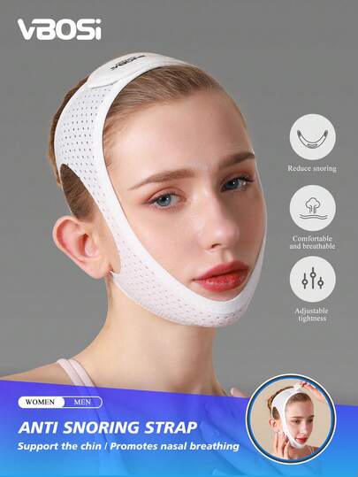 VBOSI 1 st justerbar V-linje ansiktsbantningstejp mot snarkning – andningsbart kompressionsband för haka för kvinnor och män