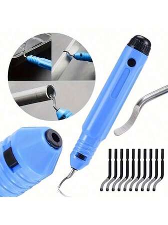 11-delars Pro Gradningssats | 10 reservblad + halkfritt grepp | Industriellt stålverktyg för metall/plast/3D-utskrifter | Precisionskantbehandling | Snabb leverans