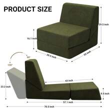 3-In-1 Modern Convertible Sofa Bed, Living Room Furniture, Single Sofa, Foldable Floor Sofa And Sofa Bed, Enjoy Comfortable Naps, Modular Sofa, Suitable For Living Room/Office/Bedroom, Gray, Thicker Design For Extra Comfort