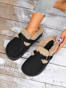 2025年冬季新款户外毛绒加厚保暖雪地靴女休闲时尚舒适一脚蹬拖鞋