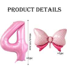 40 Inch Number 0-9 Balloon With Bow Pink Happy Birthday Jumbo Number Balloon For Daughter Birthday Decorations Party Supplies - Multicolor - View 12