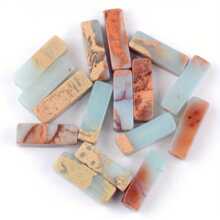 28 piezas/4x13mm Cuentas de piedra natural, cuentas cilíndricas columna y largas de tubo, cuentas de turquesa de sedimento marino para hacer joyas DIY, pulseras y collares hechos a mano, suministros artesanales, regalo para mujeres, materiales de abalorios de estilo bohemio, cuentas de piedras preciosas curativas, accesorios para fiestas de playa de verano, componentes de joyería nupcial y de boda