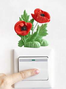 1/2/3/6 pièces Autocollant d'interrupteur de style INS, Autocollant de décoration d'interrupteur de lumière à fleurs fraîches, Convient pour la décoration murale du salon et de l'entrée. Autocollant décoratif adhésif pour la décoration de la chambre, des pièces, pour la décoration d'Halloween, d'automne, de la salle de classe. Autocollant amovible