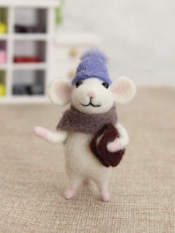 7pcs/Set Handmade DIY Wool Felt Little Mouse Craft Kit Materials